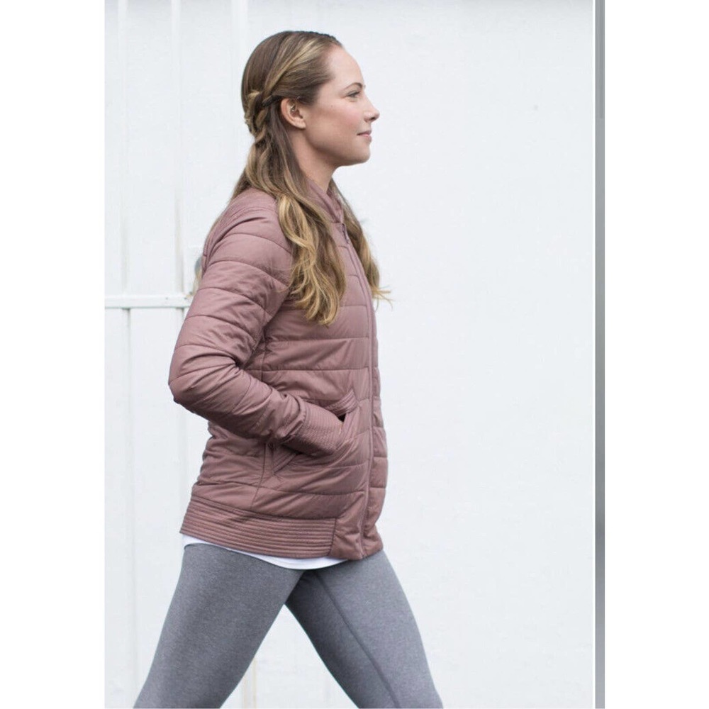 Lululemon The Bomb Bomber‎ Reversible Jacket Women Size 4 Bark Berry Rose Pink - Picture 13 of 16
